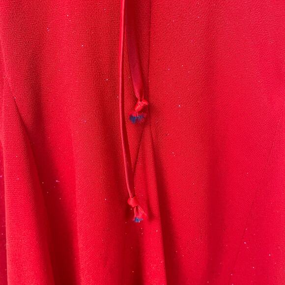 Vintage 90s Y2K Formal Dress Size Small Red Glitter Rhinestone Strappy Prom Long - Picture 10 of 16